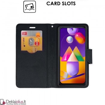 Atverčiamas dėklas su skyreliais - auksinės spalvos (Samsung M31S)